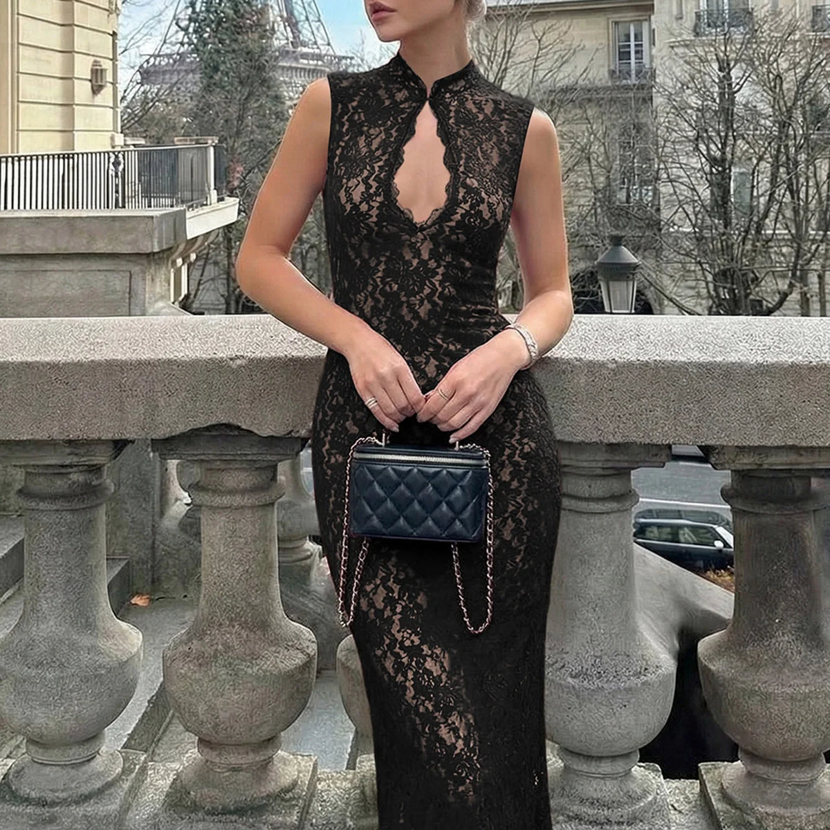 Lace Slit Maxi Dress