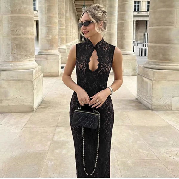 Lace Slit Maxi Dress