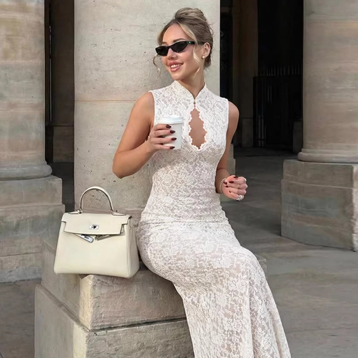 Lace Slit Maxi Dress