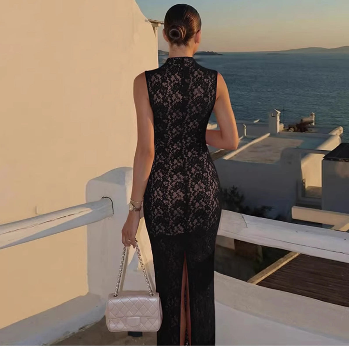 Lace Slit Maxi Dress
