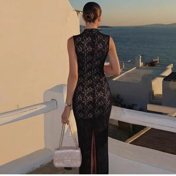 Lace Slit Maxi Dress