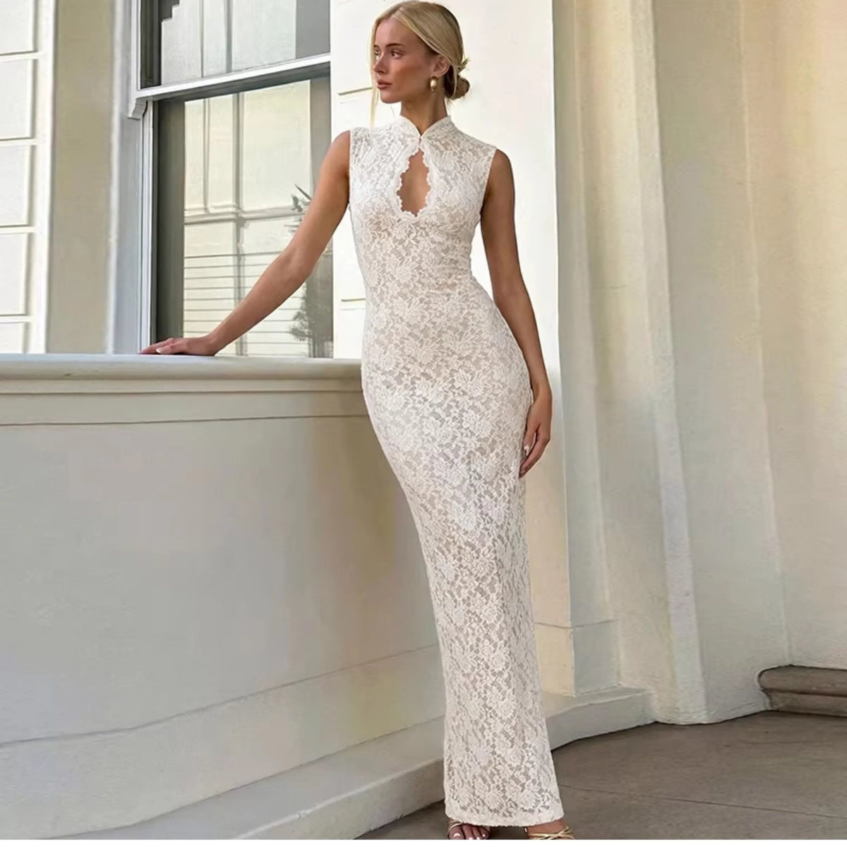 Lace Slit Maxi Dress
