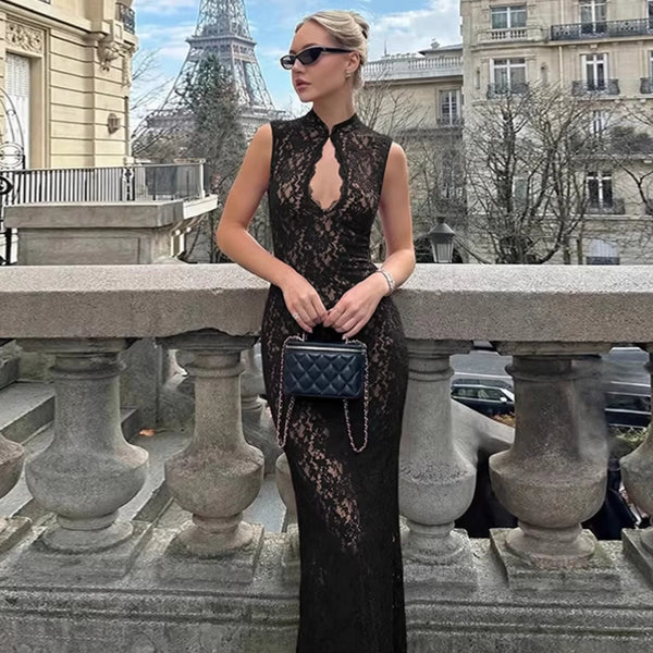 Lace Slit Maxi Dress