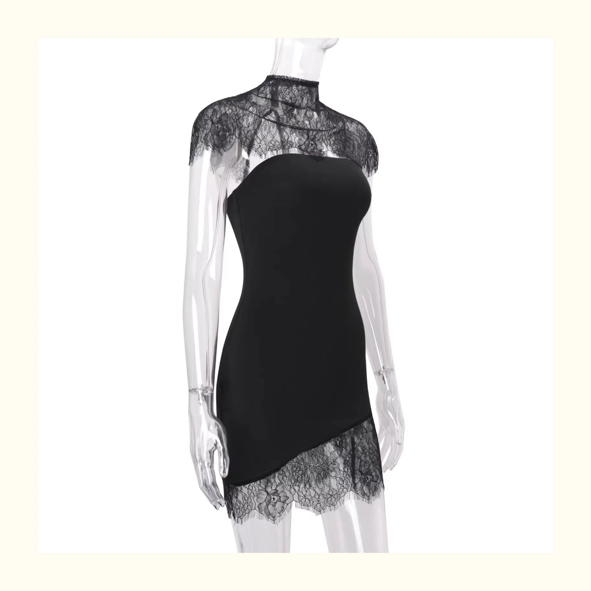 Selene Lace Contrast Bodycon Mini Dress