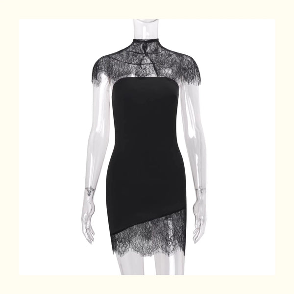 Selene Lace Contrast Bodycon Mini Dress