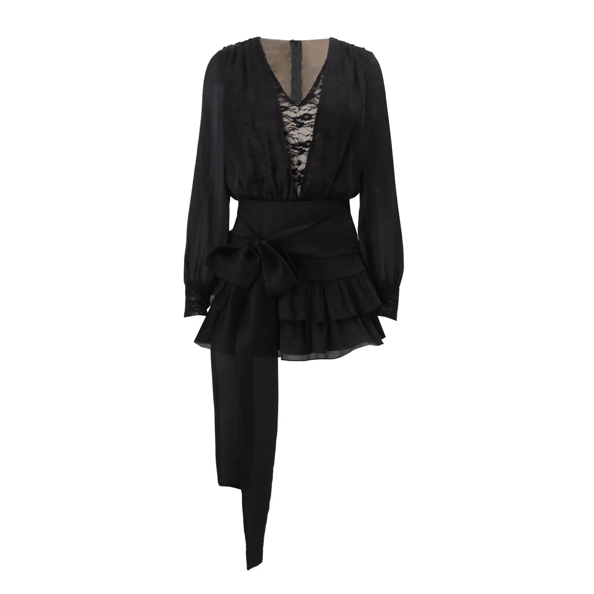 Lace Splicing V-Neck A-Line Dress