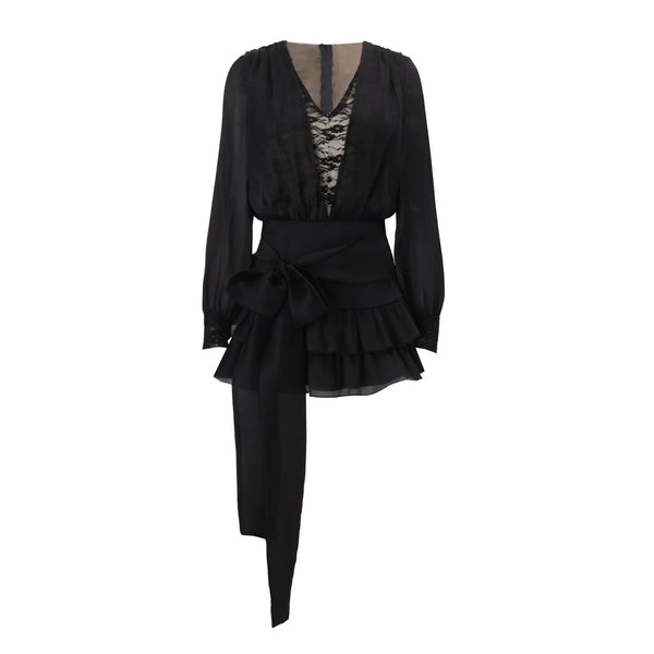 Lace Splicing V-Neck A-Line Dress