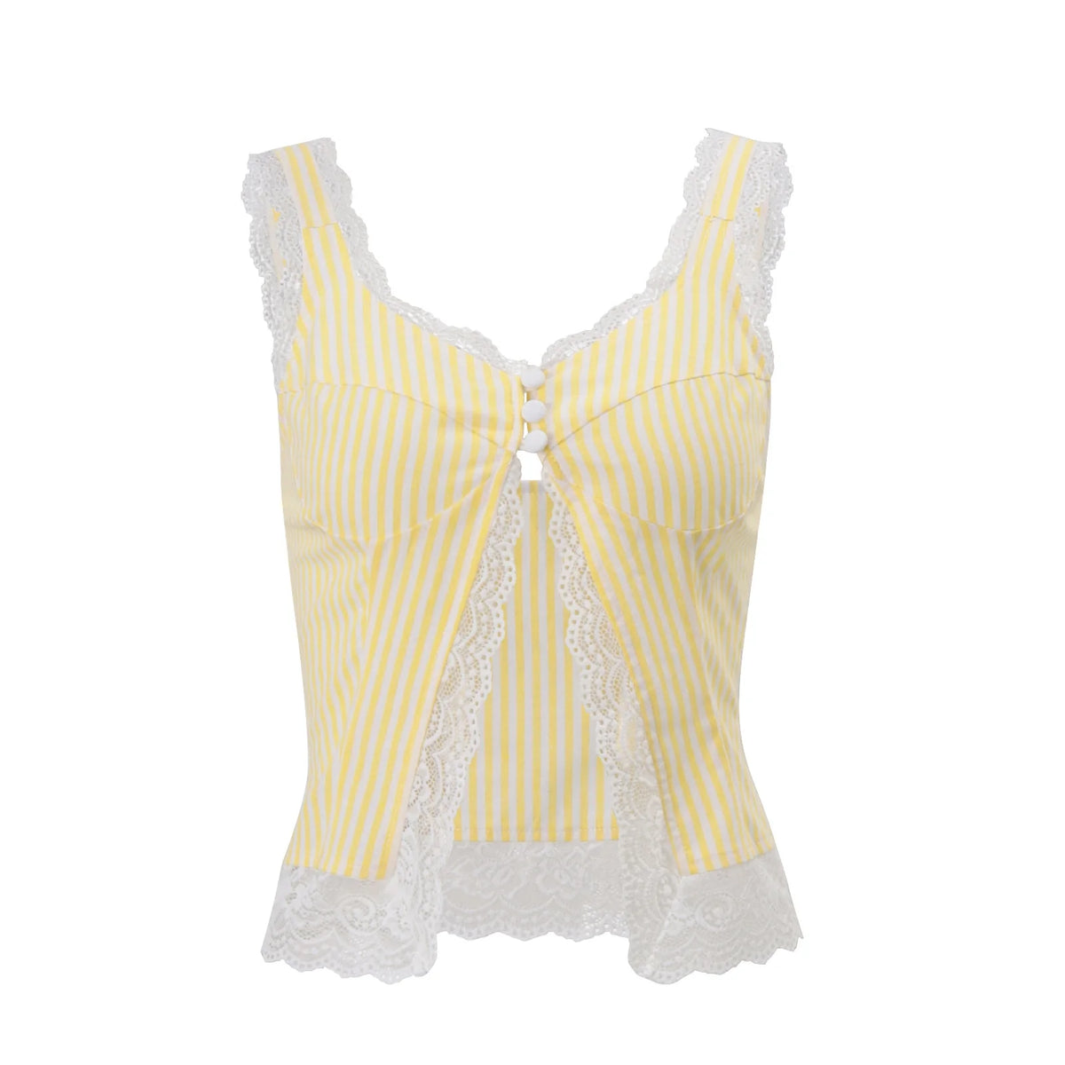 Lace Trim Striped Cami Top