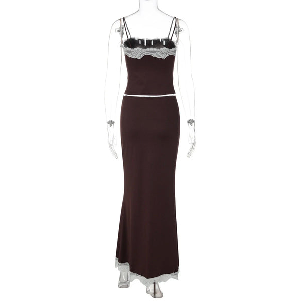 Lace Trim Two-Piece Skirt Set