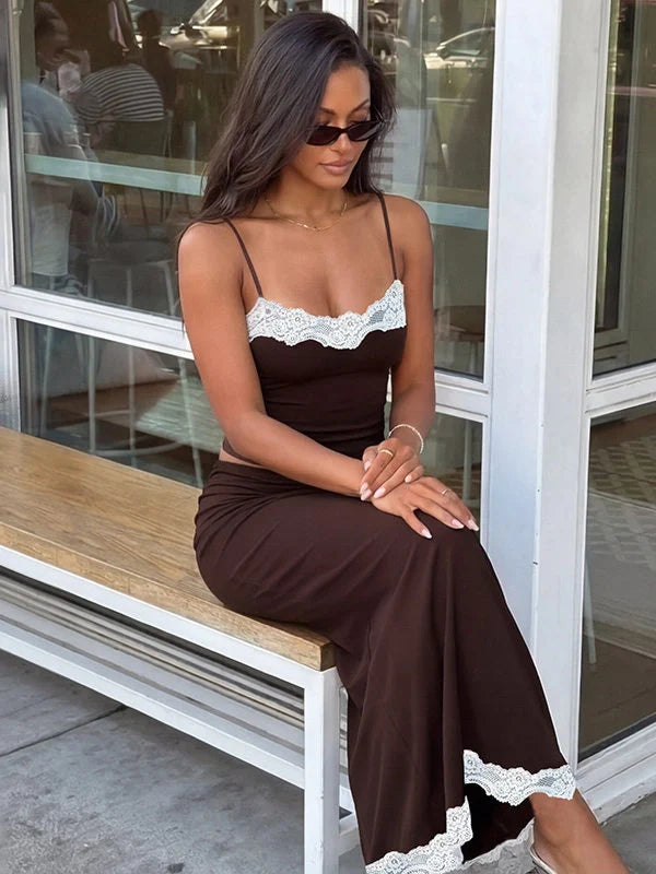Lace Trim Two-Piece Skirt Set