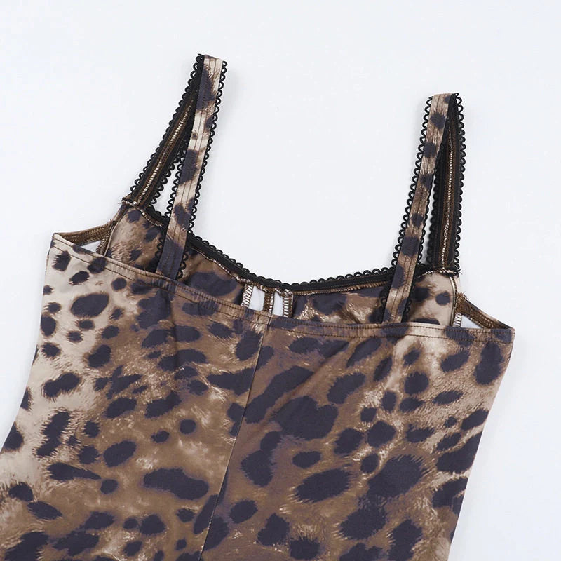 Alina Leopard Print Bodycon Midi Dress