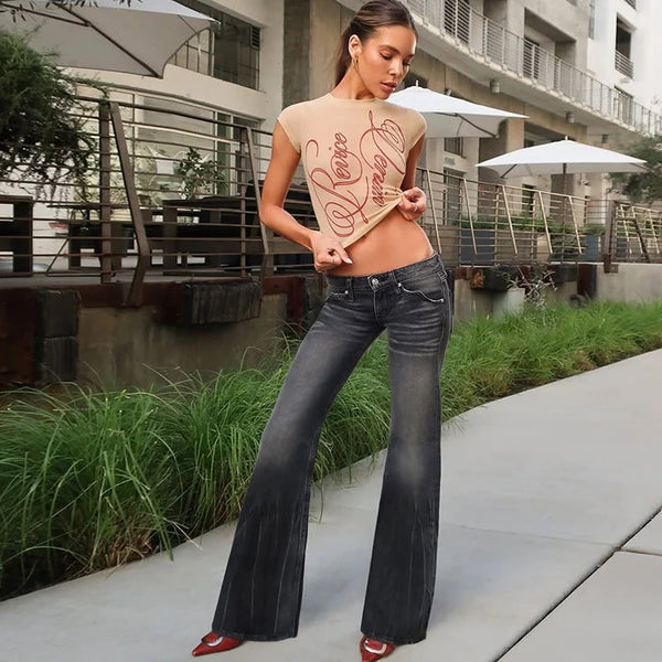 Letter Print Cropped T-Shirt