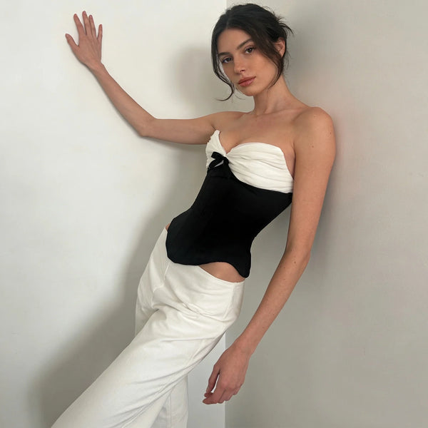 Patchwork Corset Tube Top