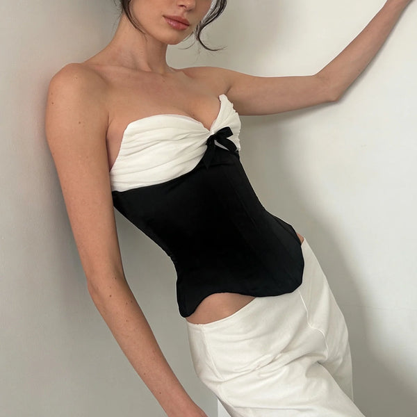 Patchwork Corset Tube Top