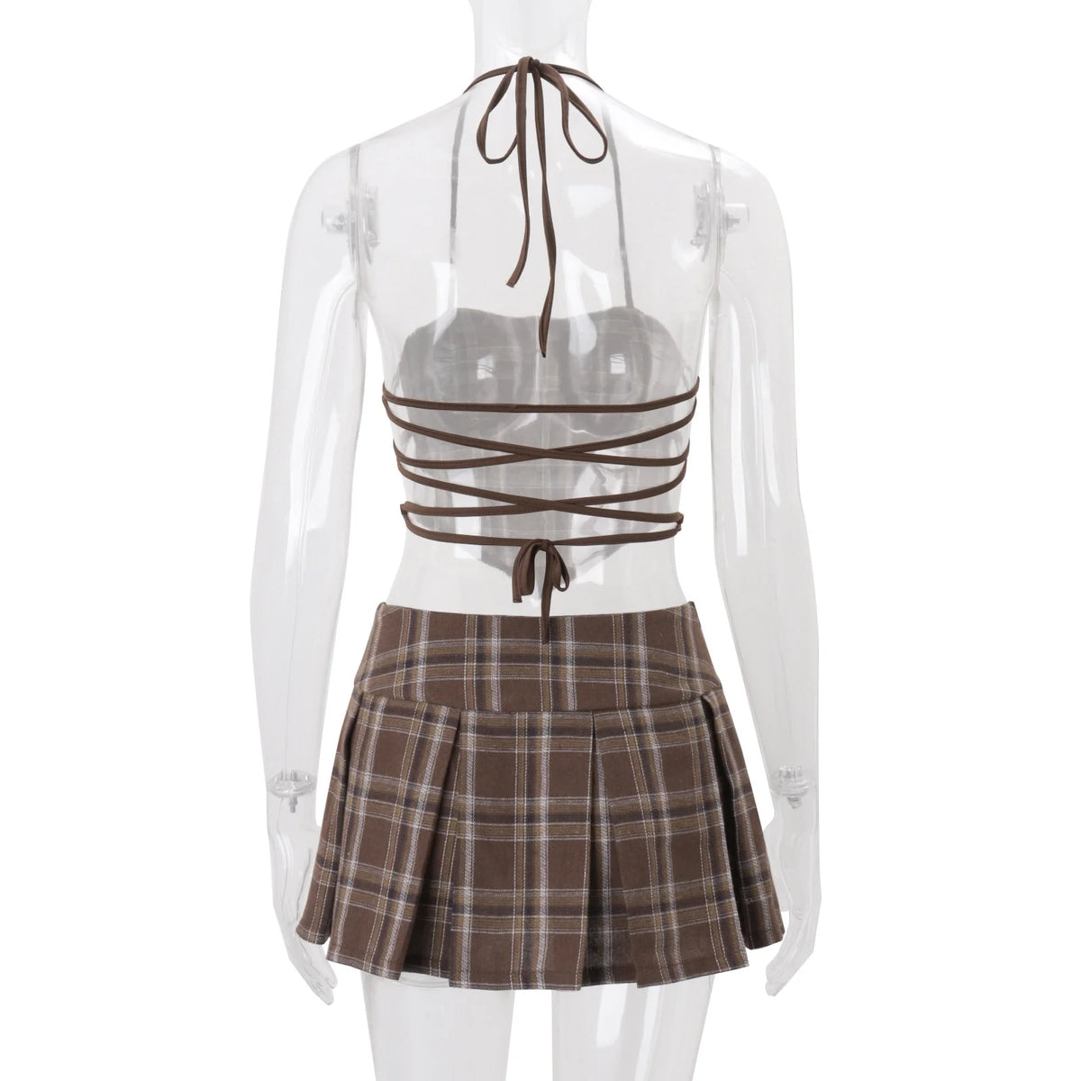 Plaid Halter Skirt Set