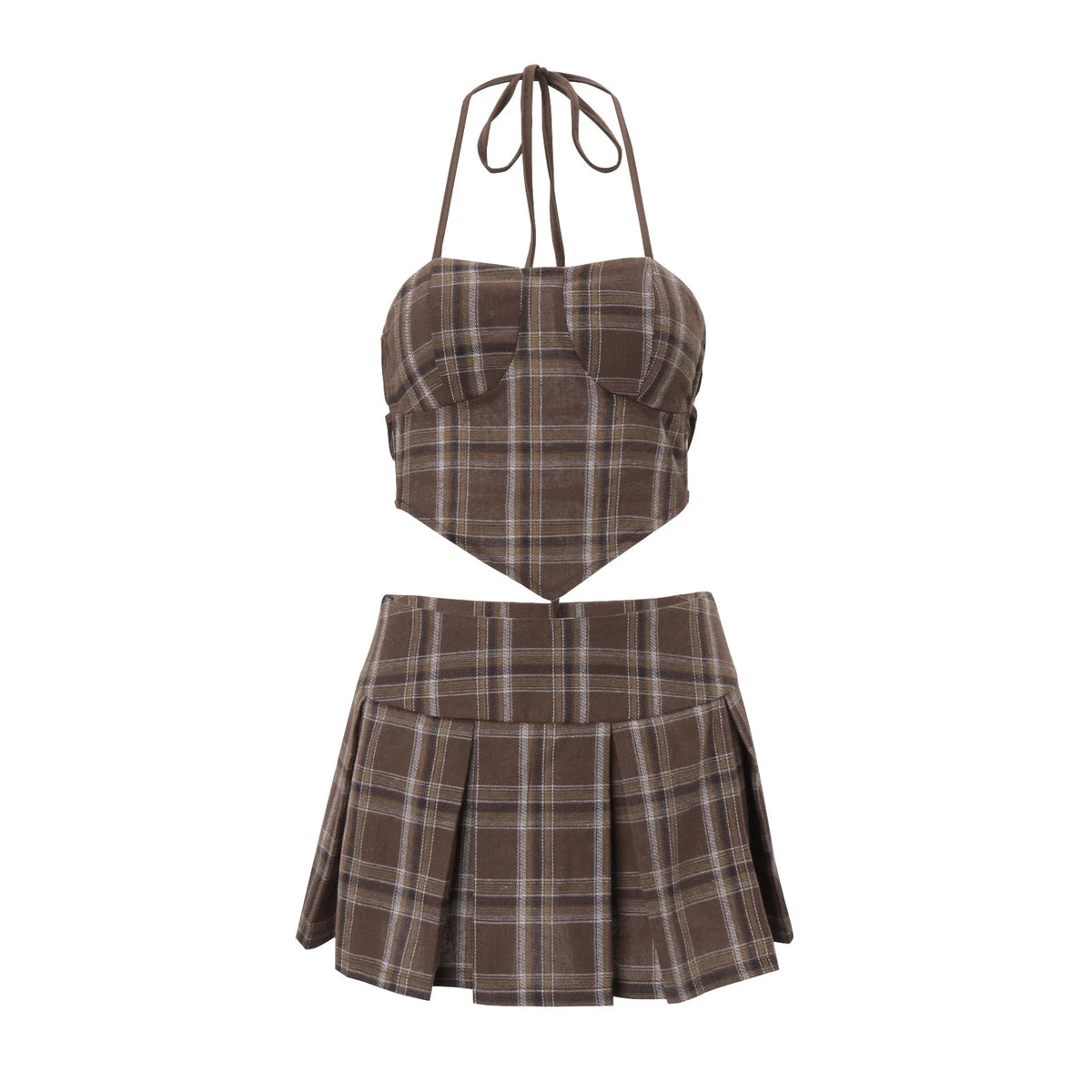 Plaid Halter Skirt Set