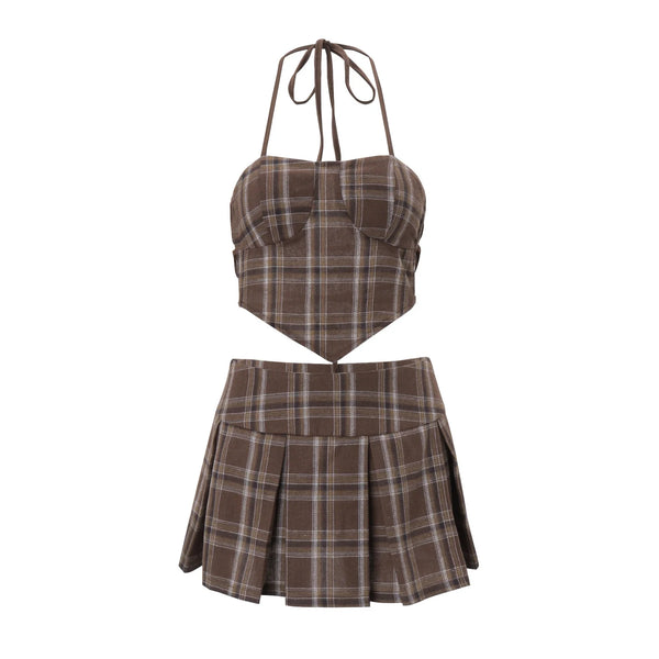 Plaid Halter Skirt Set