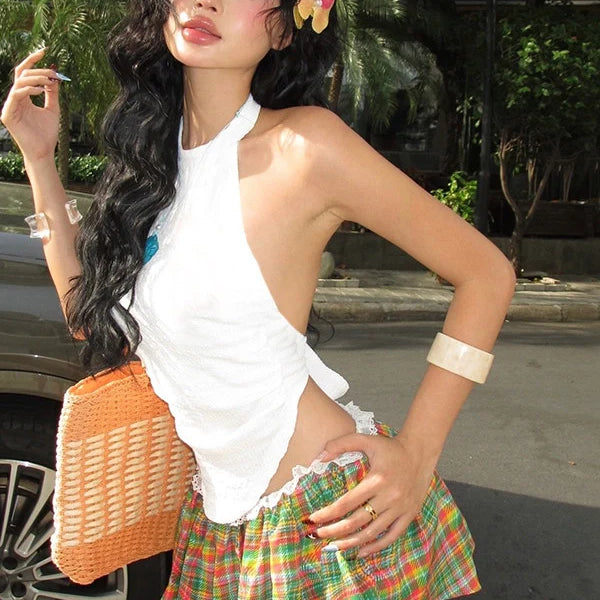 Plaid Pleated High Waist Mini Skirt