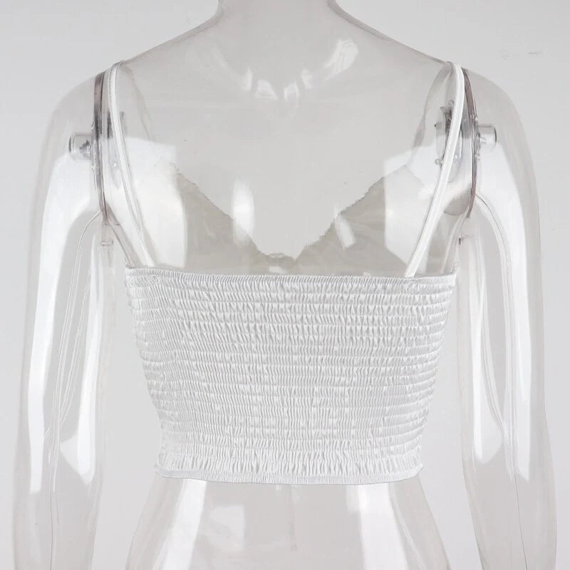 Pleated Lace-Up Satin Cami