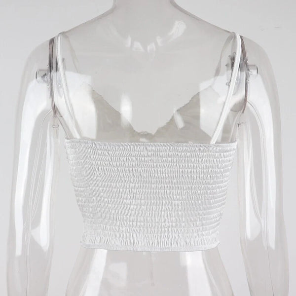 Pleated Lace-Up Satin Cami