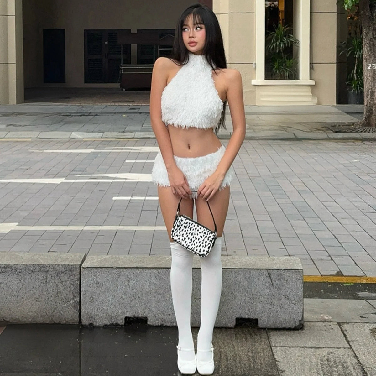 Plush Halter Neck Short Set