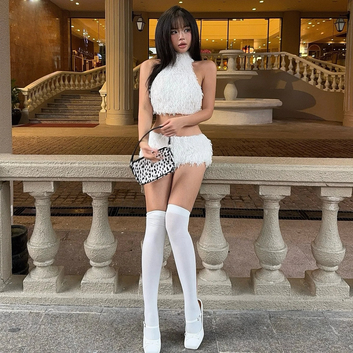 Plush Halter Neck Short Set