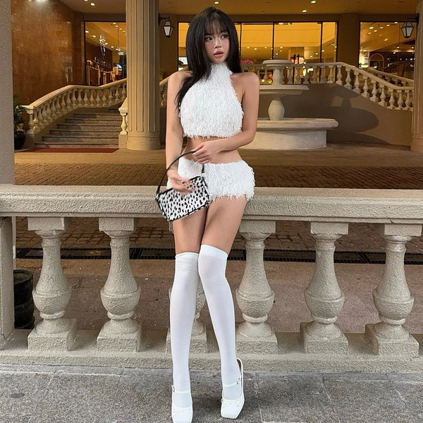 Plush Halter Neck Short Set