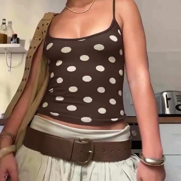 Mirella Polka Dot Backless Crop Top