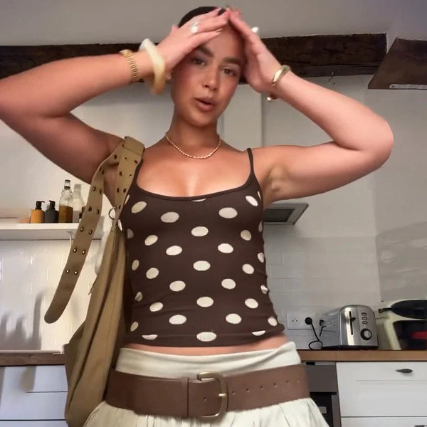 Mirella Polka Dot Backless Crop Top