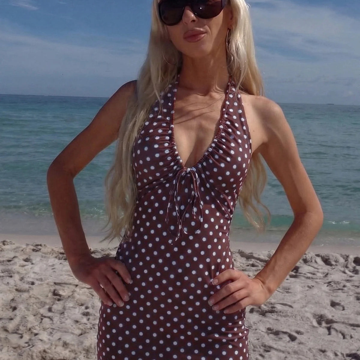 Polka Dot Bodycon Midi Dress