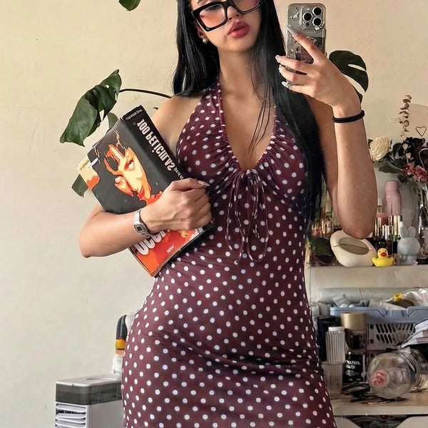 Polka Dot Bodycon Midi Dress