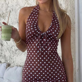 Polka Dot Bodycon Midi Dress [5CTBZGOD]