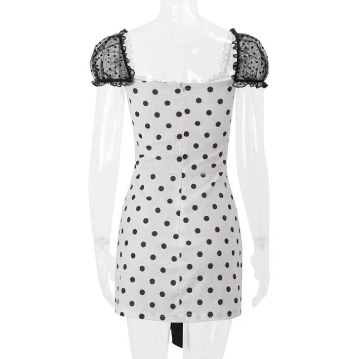 Polka Dot Bow Mini Dress