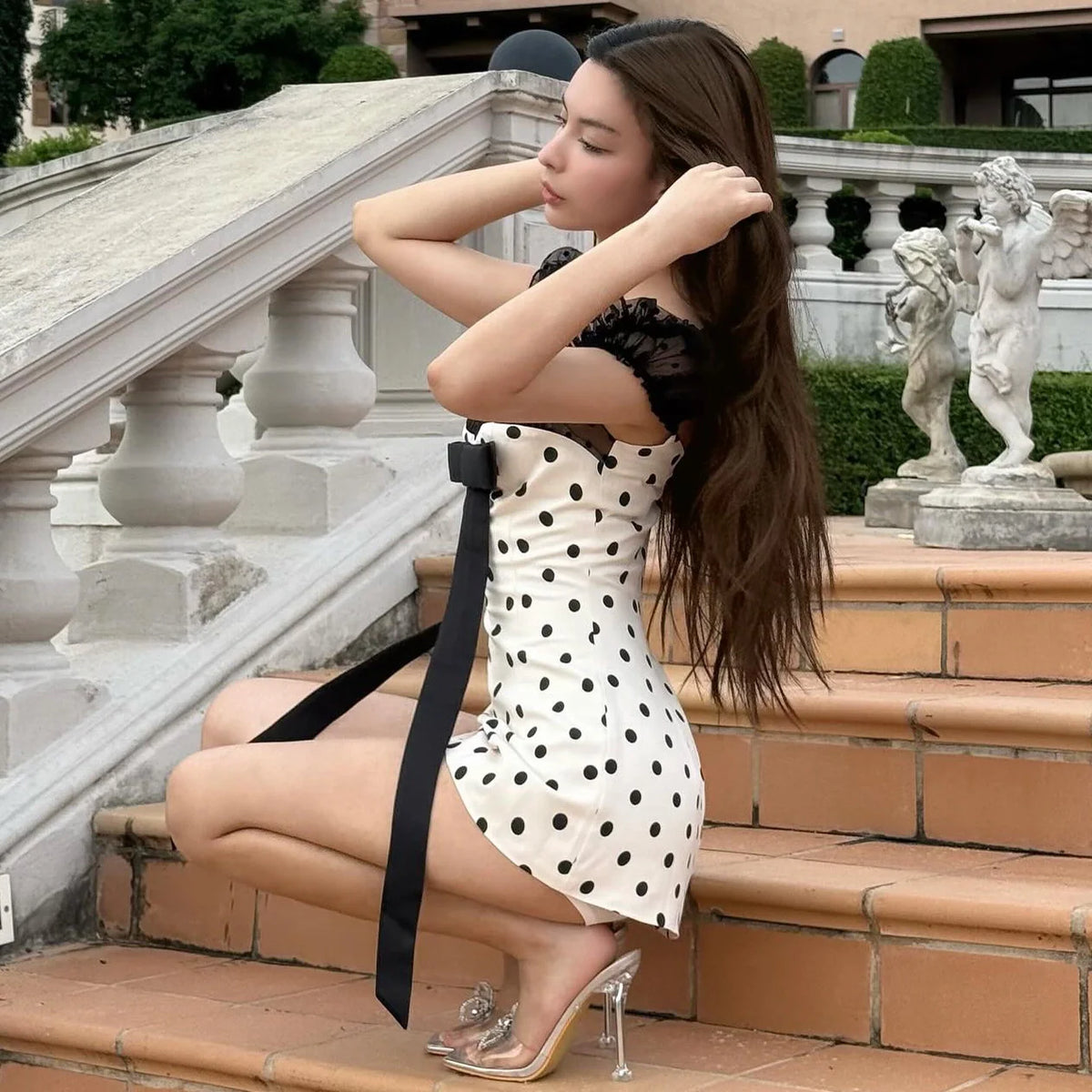 Polka Dot Bow Mini Dress