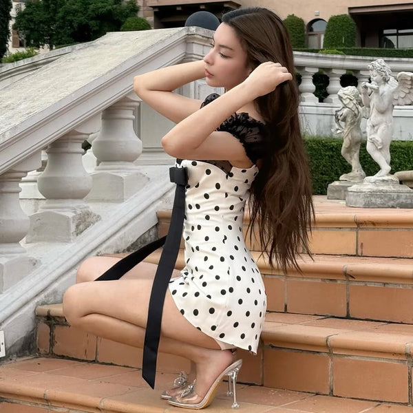 Polka Dot Bow Mini Dress