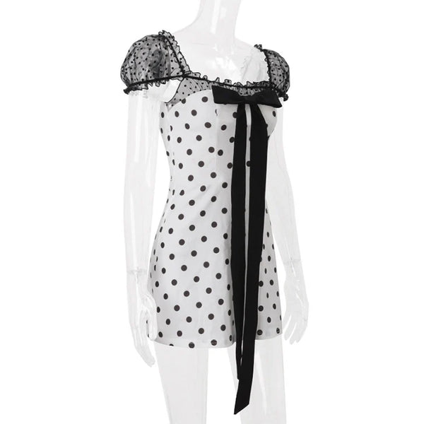 Polka Dot Bow Mini Dress