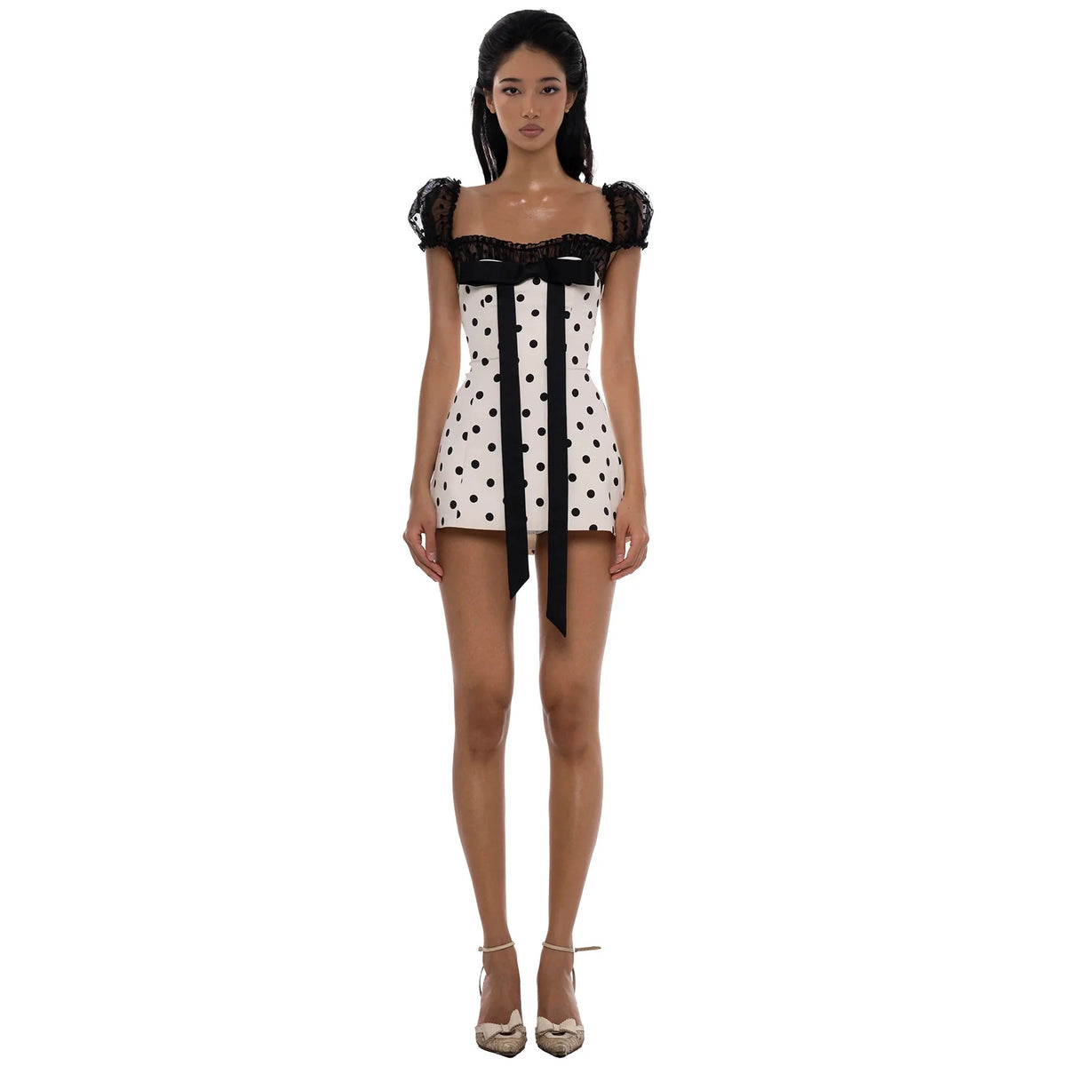 Polka Dot Bow Mini Dress