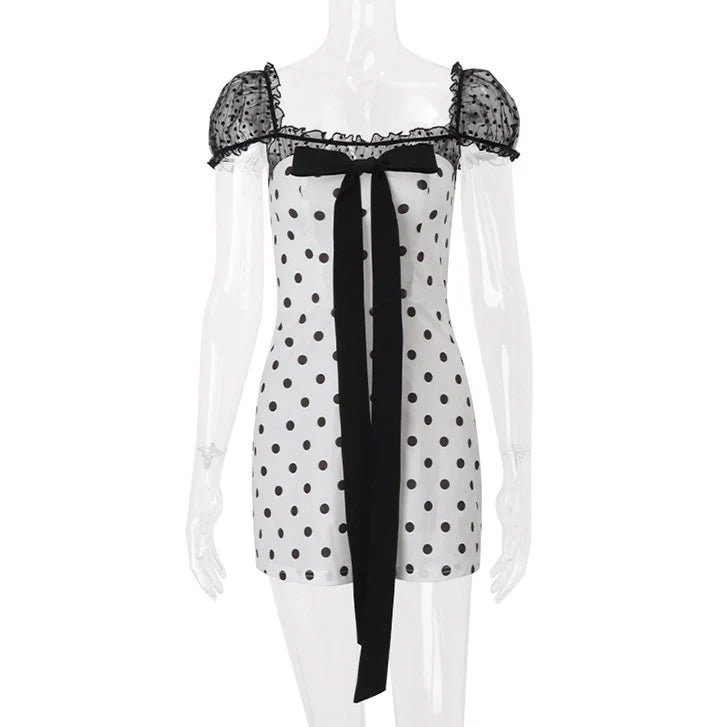Polka Dot Bow Mini Dress