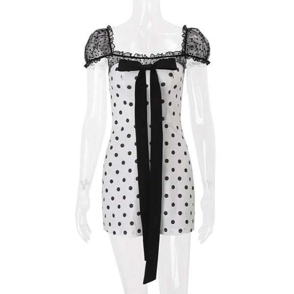 Polka Dot Bow Mini Dress