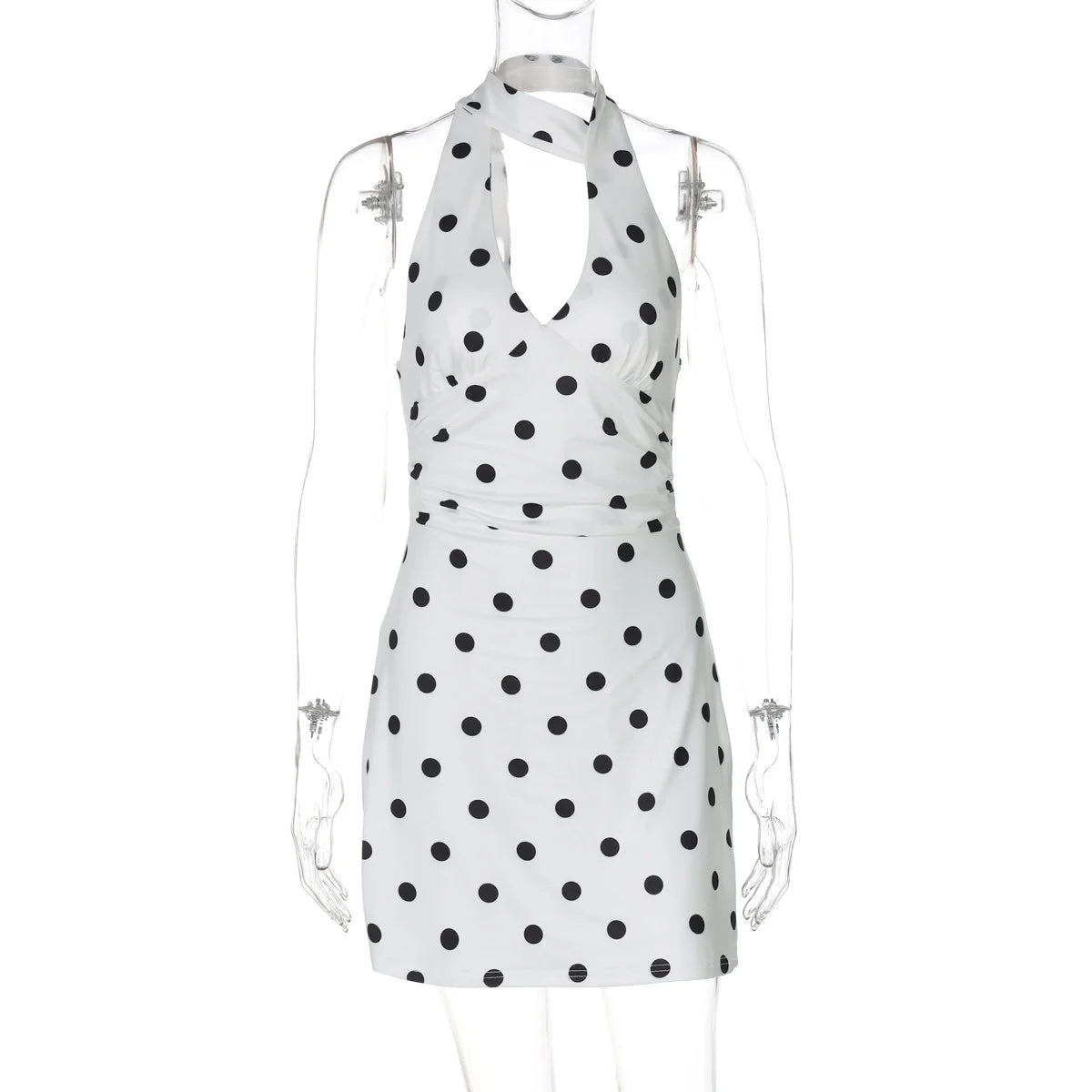 Elena Polka Dot Halter Mini Dress
