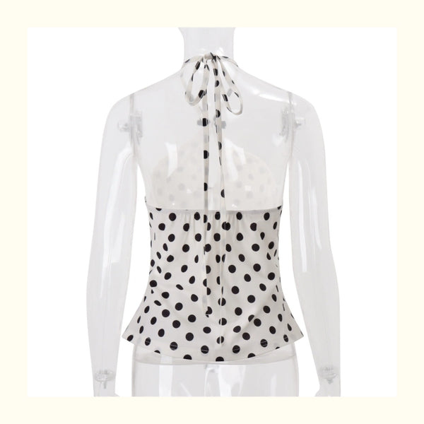 Elena Polka Dot Halter Neck Top