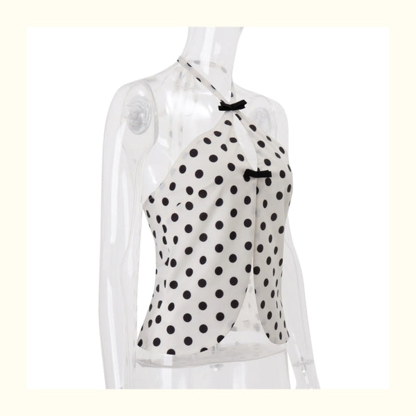 Elena Polka Dot Halter Neck Top