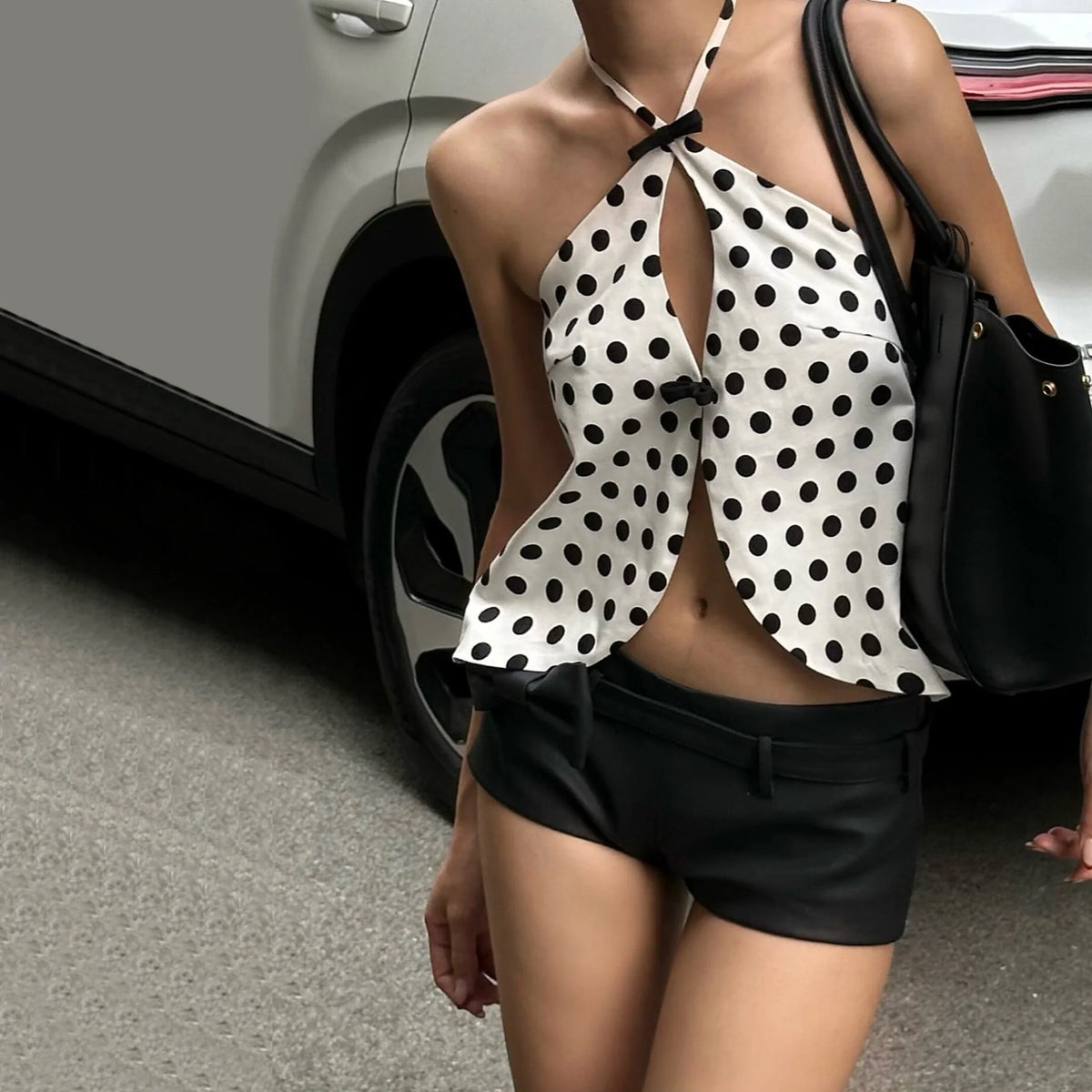 Elena Polka Dot Halter Neck Top