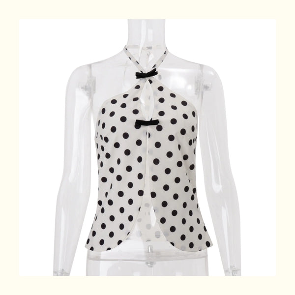 Elena Polka Dot Halter Neck Top