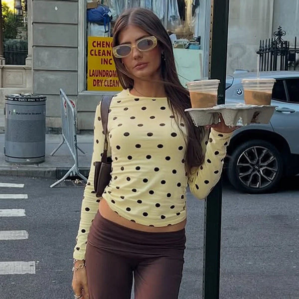 Léonie Polka Dot Long Sleeve Top