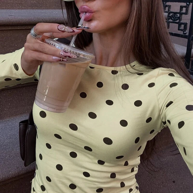 Léonie Polka Dot Long Sleeve Top