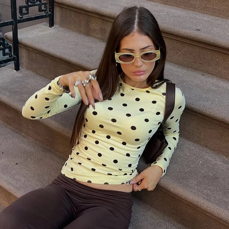 Léonie Polka Dot Long Sleeve Top