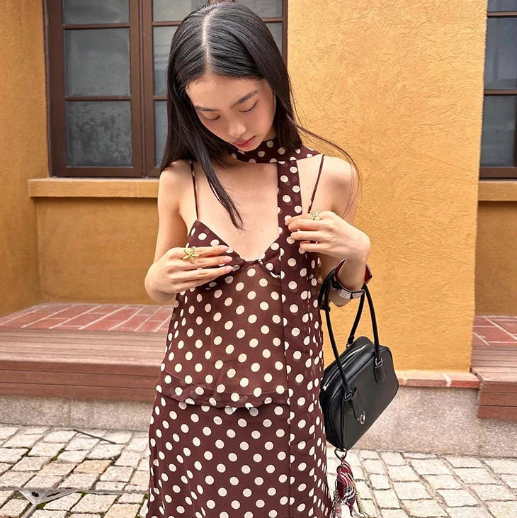 Polka Dot Two-Piece Skirt Set