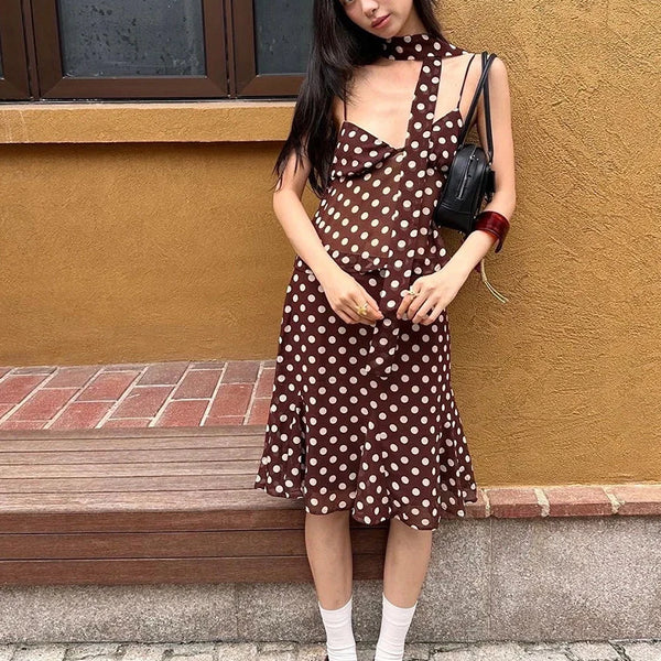 Polka Dot Two-Piece Skirt Set