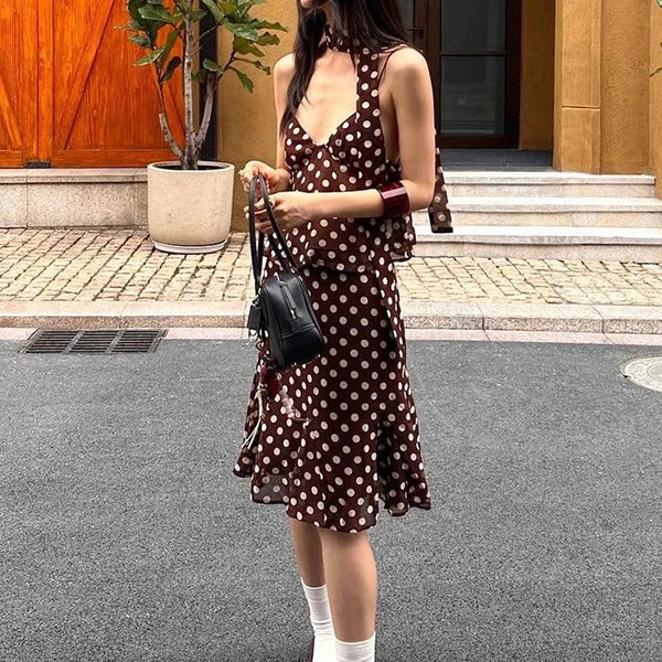 Polka Dot Two-Piece Skirt Set